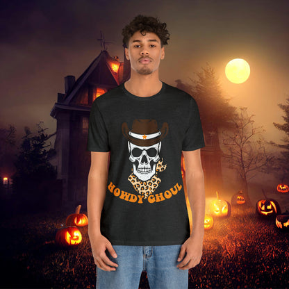 Howdy Ghoul Skeleton Sheriff Retro Halloween Unisex Jersey Short Sleeve Tee Gifts for her