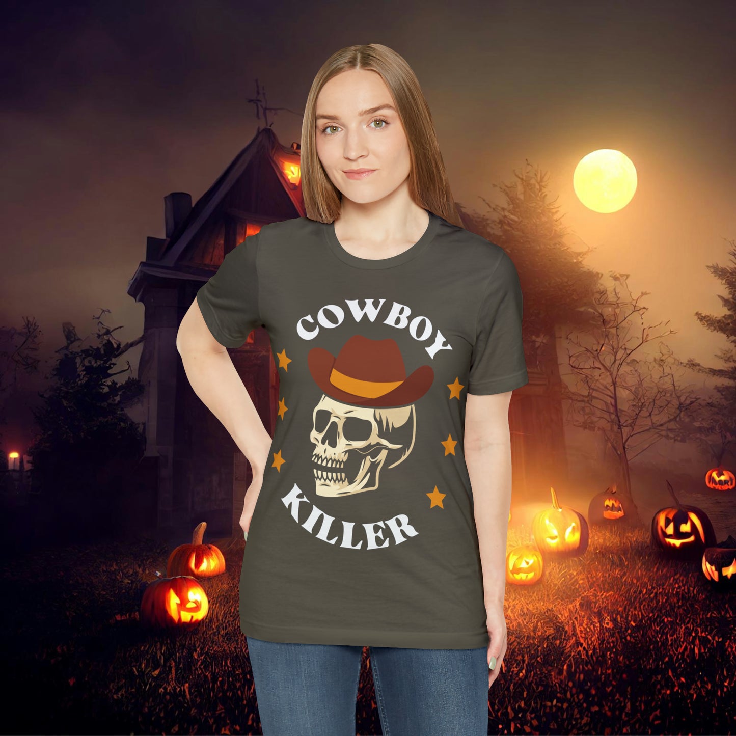 Cowboy Killer Retro Halloween Unisex Jersey Short Sleeve Tee Gifts for Him Gifts for Her