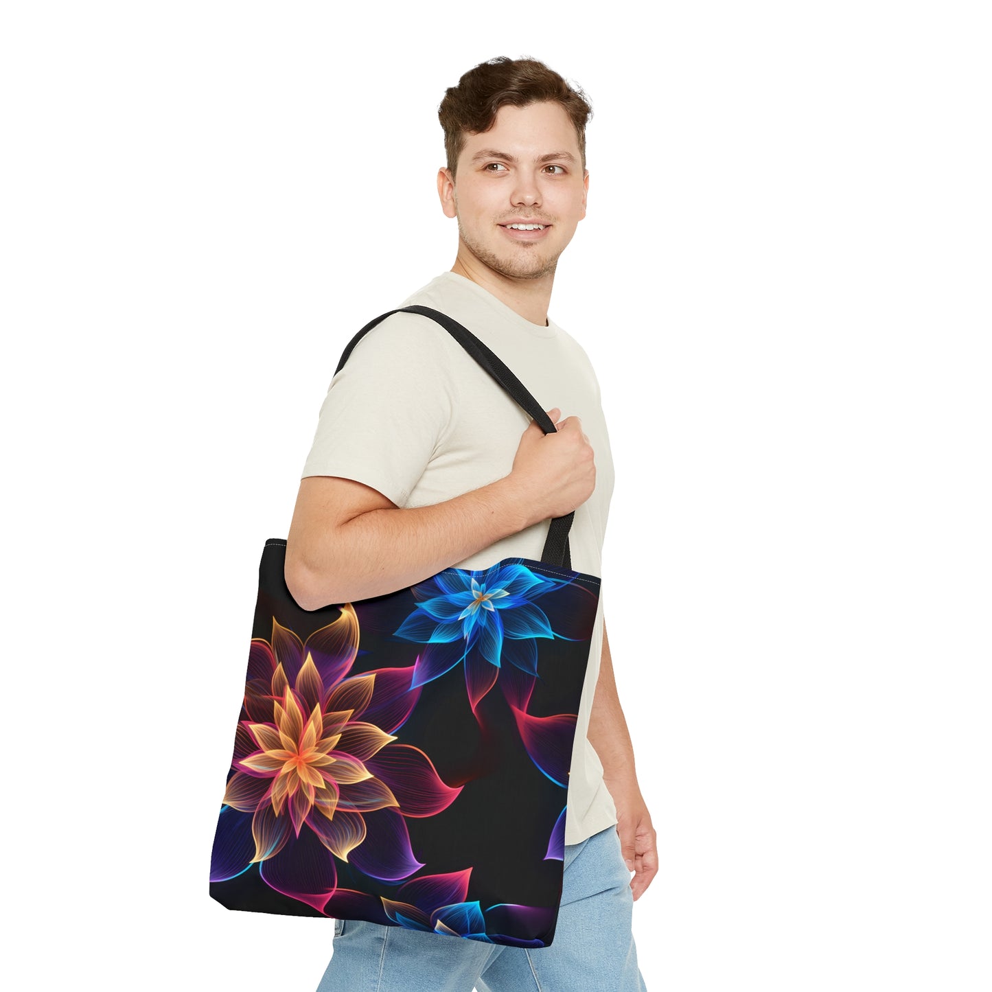 Vibrant Elegance: Neon Floral All Over Print Tote Bag