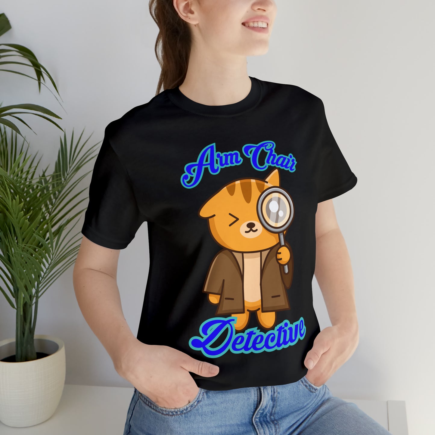 Detective Meow True Crime Armchair Detective Unisex Jersey Short Sleeve Tee Gifts For Her Gifts for Him