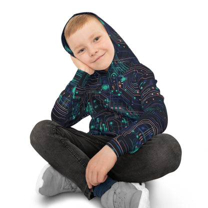 Pixel Pop: Neon Circuit Hoodie Children's Hoodie (AOP)