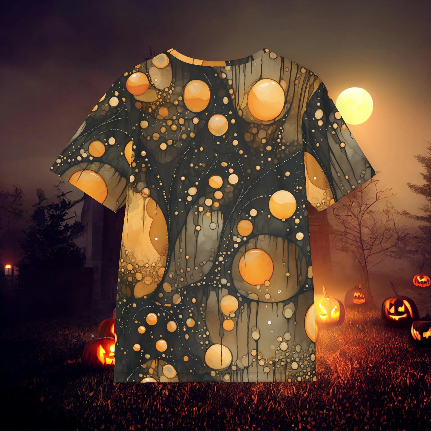 Halloween Yellow Orange Floating Blobs and Dark Streaks Men's Sports Jersey (AOP)