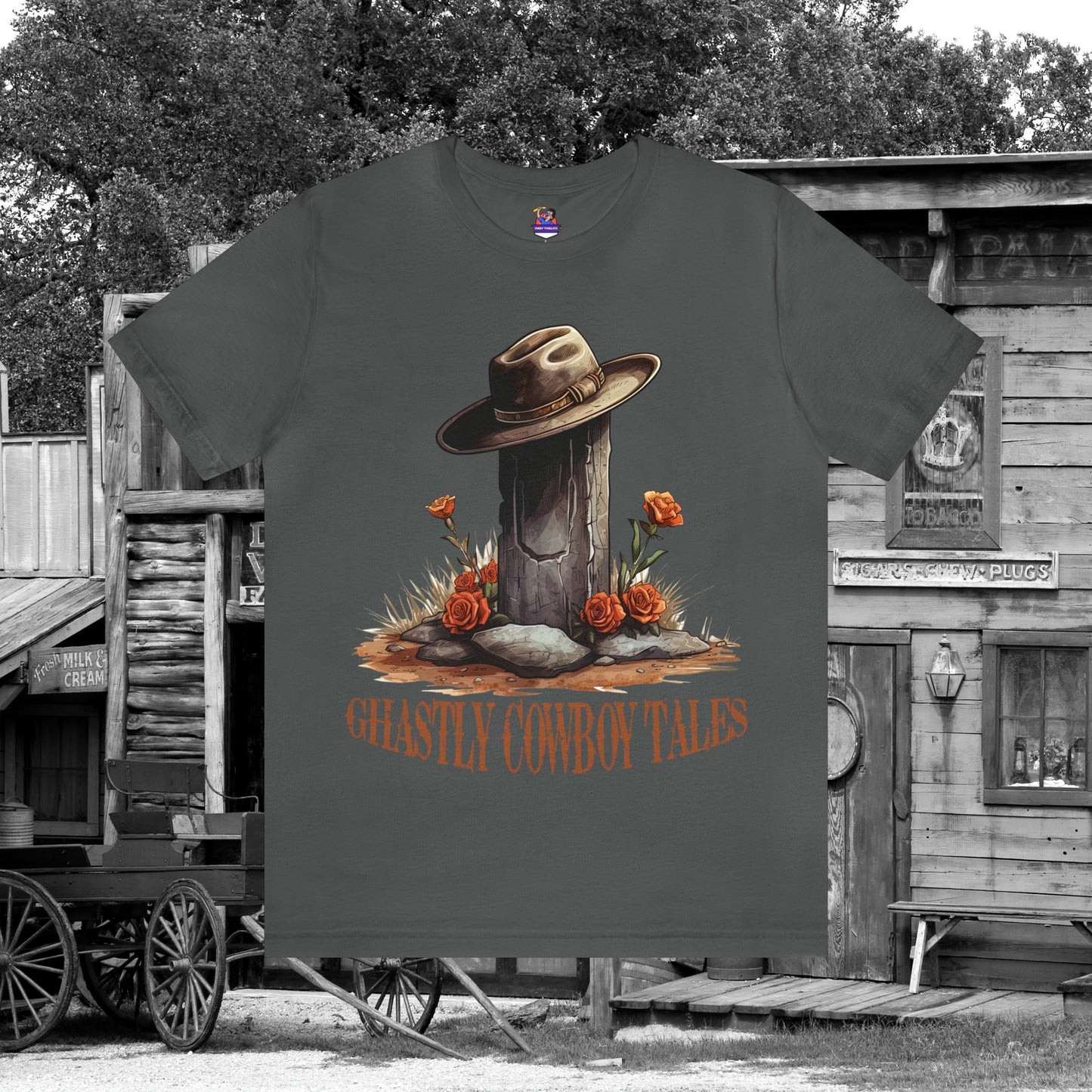 Ghastly Ghost Tales Western Halloween Unisex Jersey Short Sleeve Tee Gifts for Her Gifts for Him