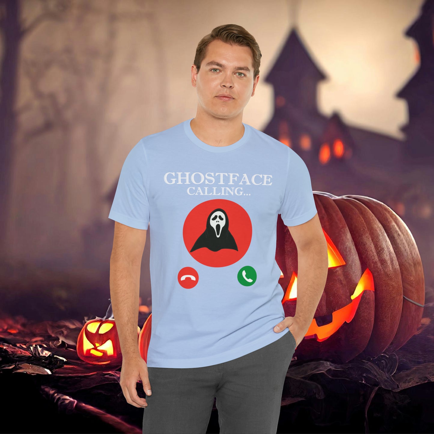 Ghost Face is Calling Halloween Unisex Jersey Short Sleeve Tee Gifts For her Gifts for Him