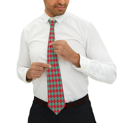 "DirkyThreadz Argyle Elegance Necktie - Timeless Red and Green Design for Classic Style"