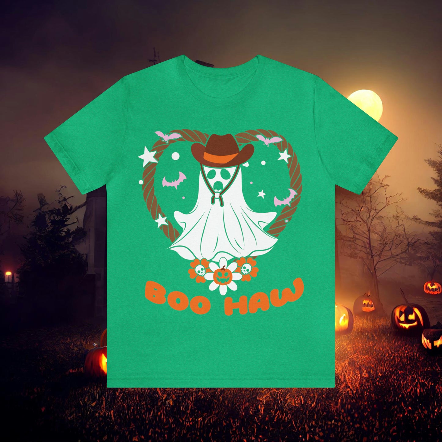 Boo Haw Retro Groovy Western Halloween Unisex Jersey Short Sleeve Tee Gifts for Him Gifts for Her