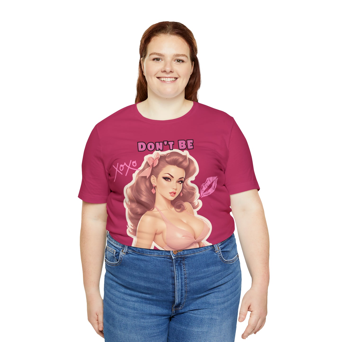 Timeless Elegance: Vintage Pink Pinup Girl "Don't Be Jealous" on a Bella+Canva 3001 Unisex Jersey T-Shirt - A Must-Have Gift for her