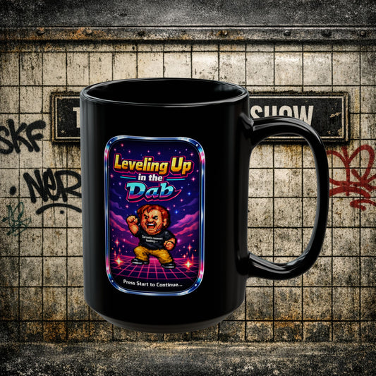 Leveling Up in the Dab Black Mug — Retro Gamer Gift 15oz mug