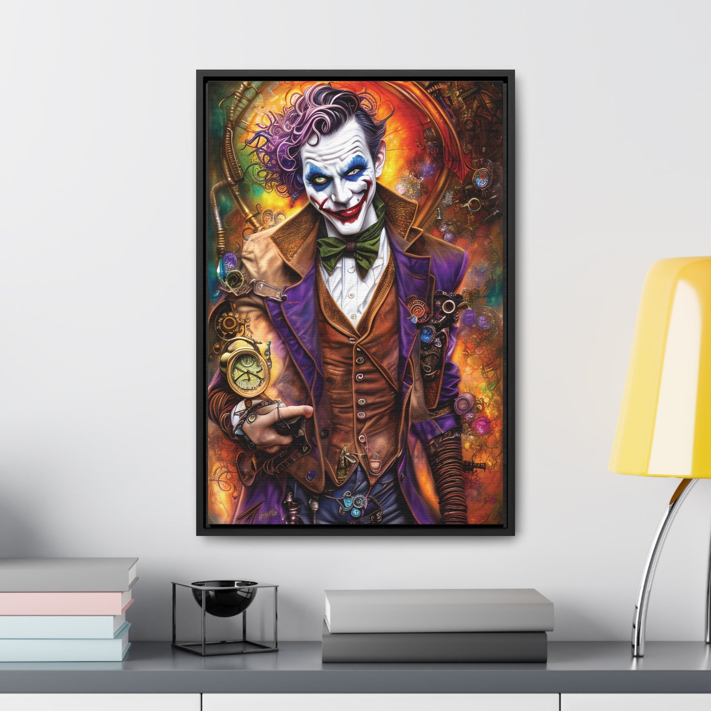 Steampunk-Joker-Hearts-Tribal-Fractal Gallery Canvas Wraps, Vertical Frame