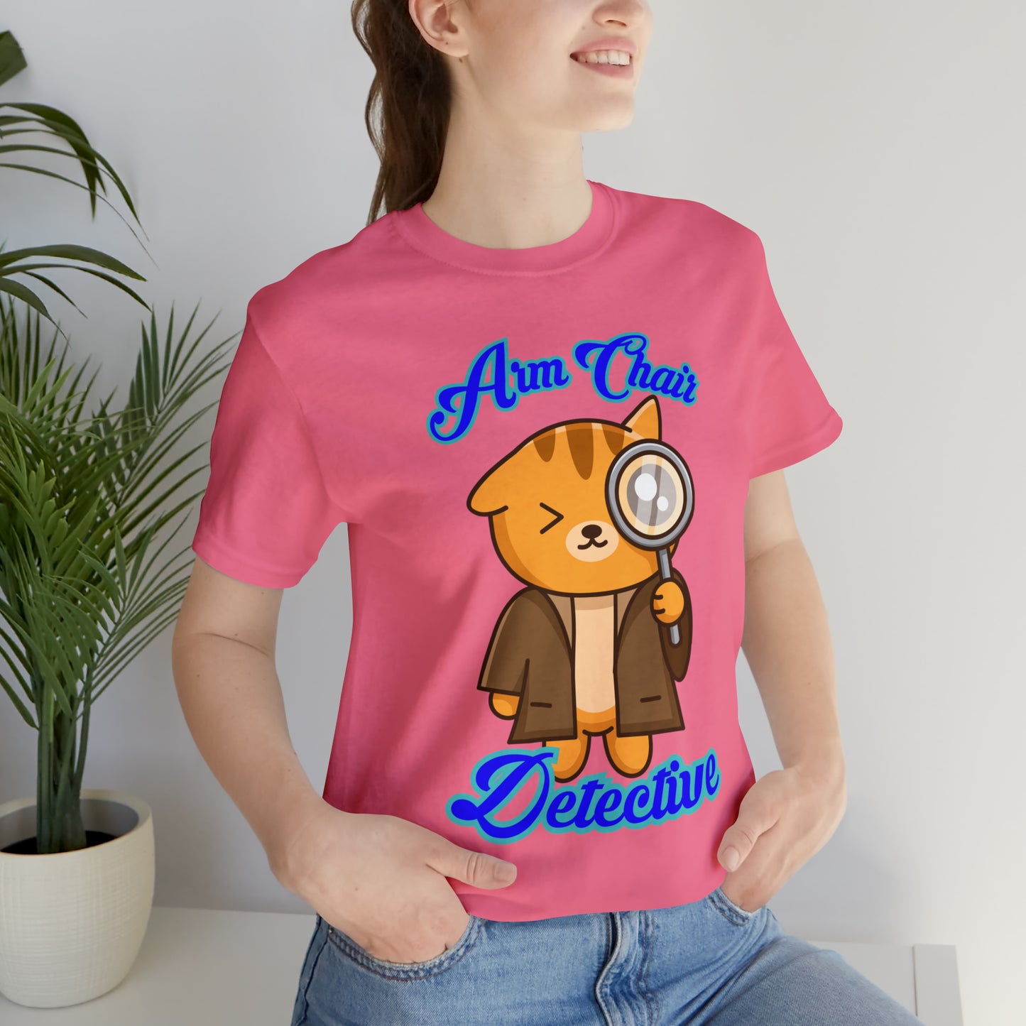 Detective Meow True Crime Armchair Detective Unisex Jersey Short Sleeve Tee Gifts For Her Gifts for Him