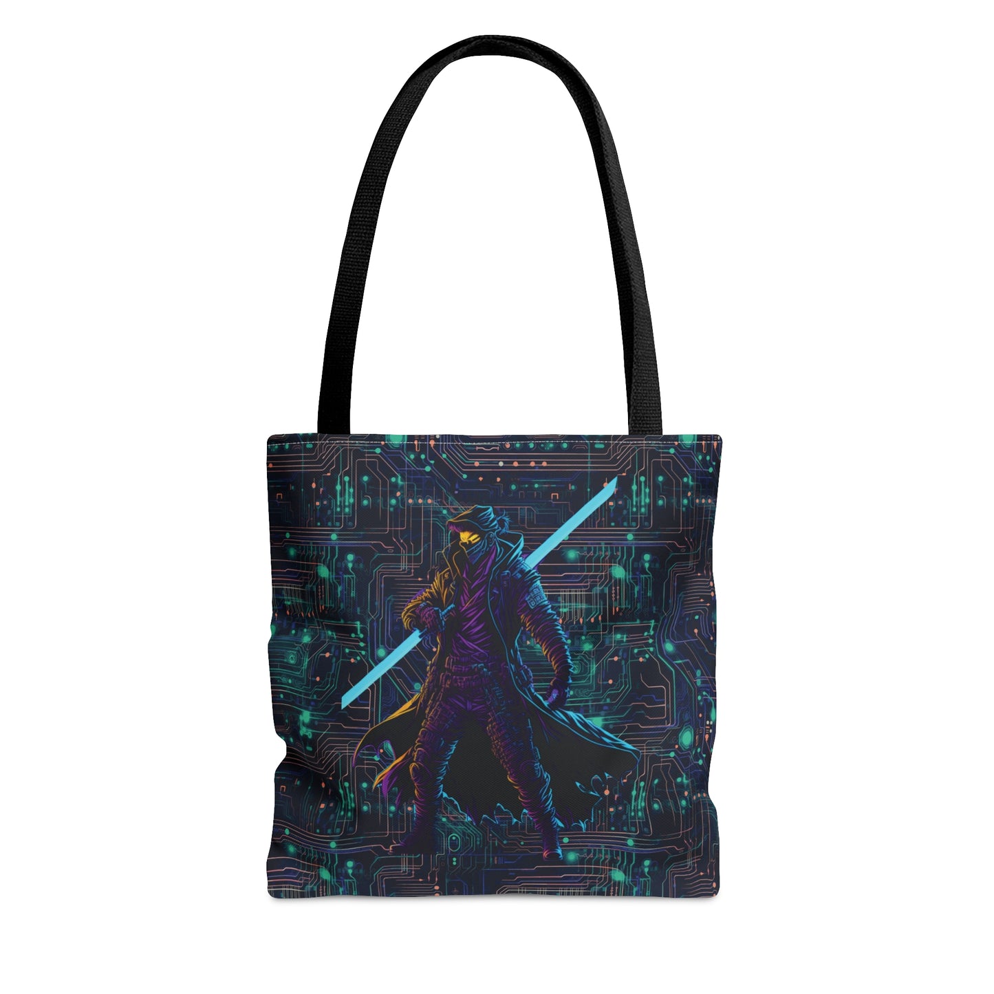 Cyberpunk Chic: Neon Circuit Board All Over Print Tote Bag