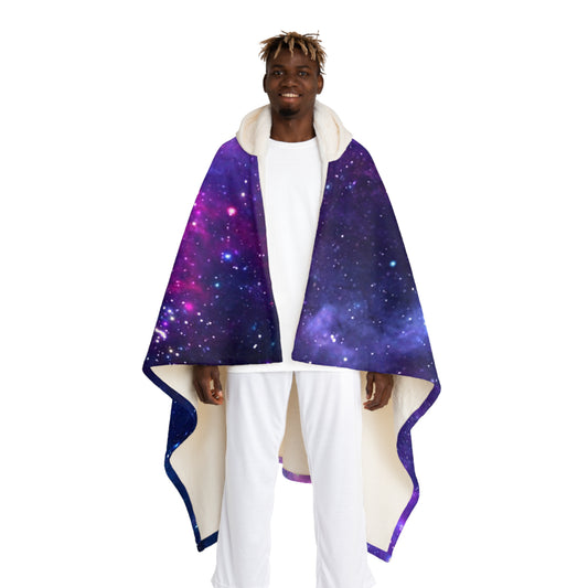 Purple Beyond the Stars Outer Space Out of this World Hooded Sherpa Fleece Blanket