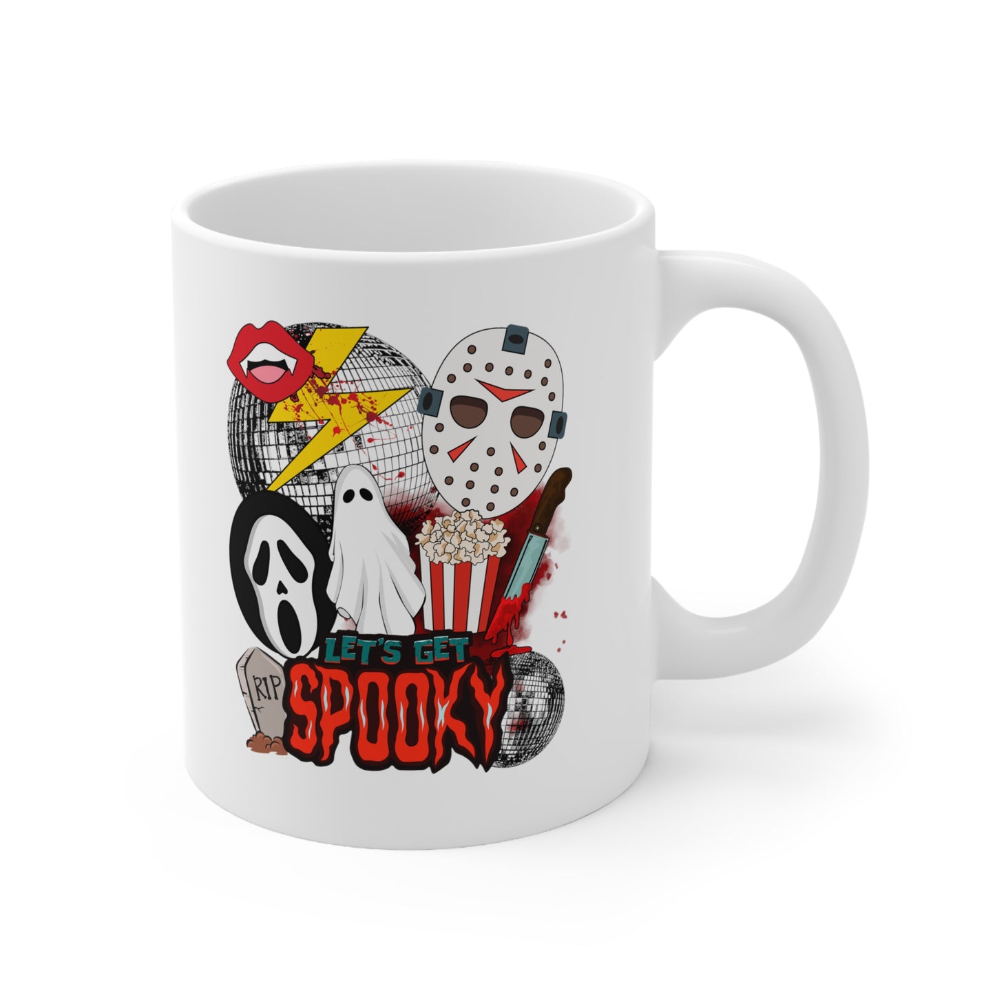 Let's Get Spooky Ghostface, Jason, ghosts Halloween Ceramic 11oz Mug 11oz Gifts for her Gifts for him