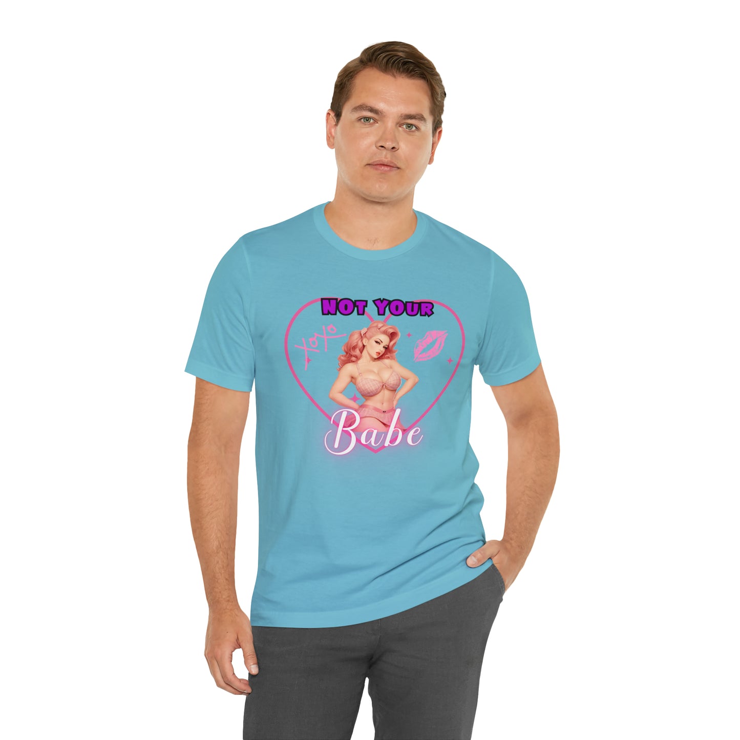 Vintage Pink Pinup Girl "Not Your Babe" on a Bella+Canva 3001 Unisex Jersey T-Shirt - A Must-Have Gift for her