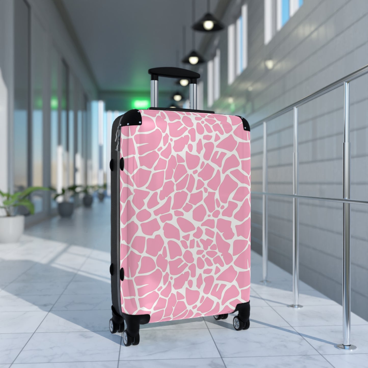 Pink Giraffe Print Suitcase