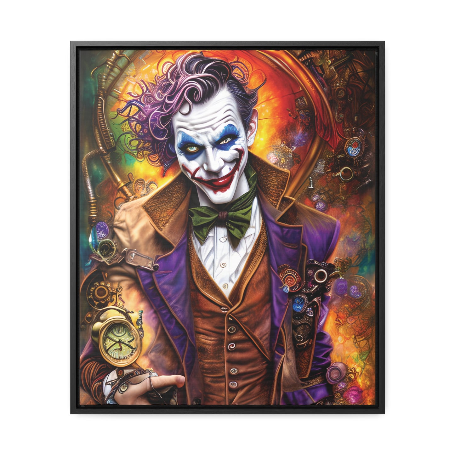 Steampunk-Joker-Hearts-Tribal-Fractal Gallery Canvas Wraps, Vertical Frame