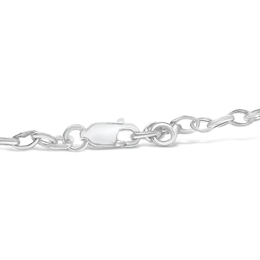 10k White Gold 1/6 Cttw Diamond "Love" Charm Cable Chain Bracelet (H-I Color, I1-I2 Clarity) - 7"