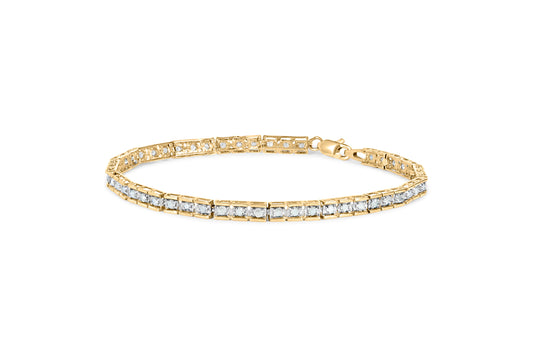 10K Yellow Gold 1.0 Cttw Round Diamond Pave Link Bracelet