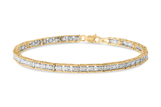 10K Yellow Gold 1.0 Cttw Round Diamond Pave Link Bracelet