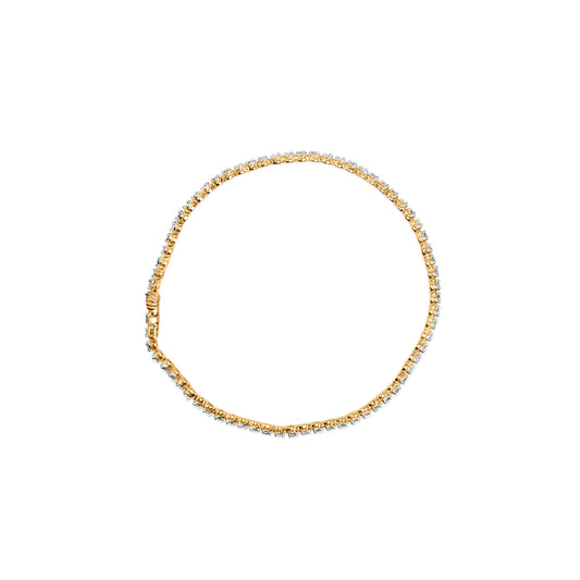 10K Yellow Gold Plated Sterling Silver 1.0 Cttw Round Diamond Tennis Bracelet