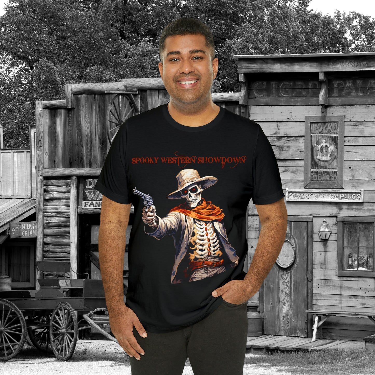 Spooky Western Showdown Western Halloween Unisex Jersey Short Sleeve Tee Gifts For Her Gifts For Him