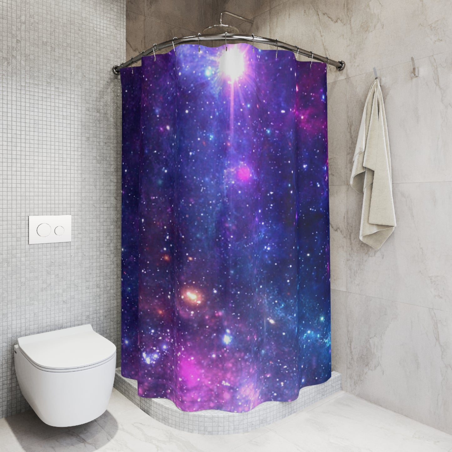 Purple Beyond the Stars Outer Space Out of this World Polyester Shower Curtain