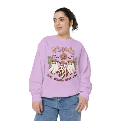 Ghouls Just Wanna Have Fun Western Halloween Unisex Garment-Dyed Sweatshirt