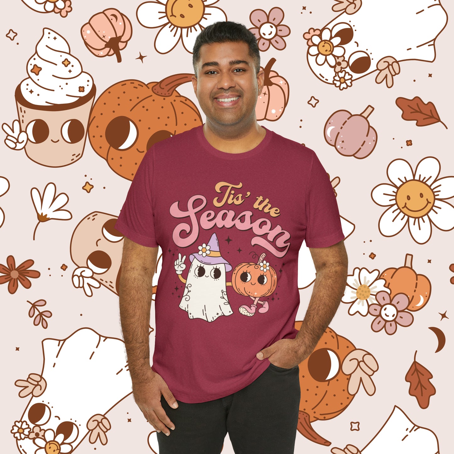 Tis The Season Retro Groovy Halloween Unisex Jersey Short Sleeve Tee GIfts for Him Gifts for Her