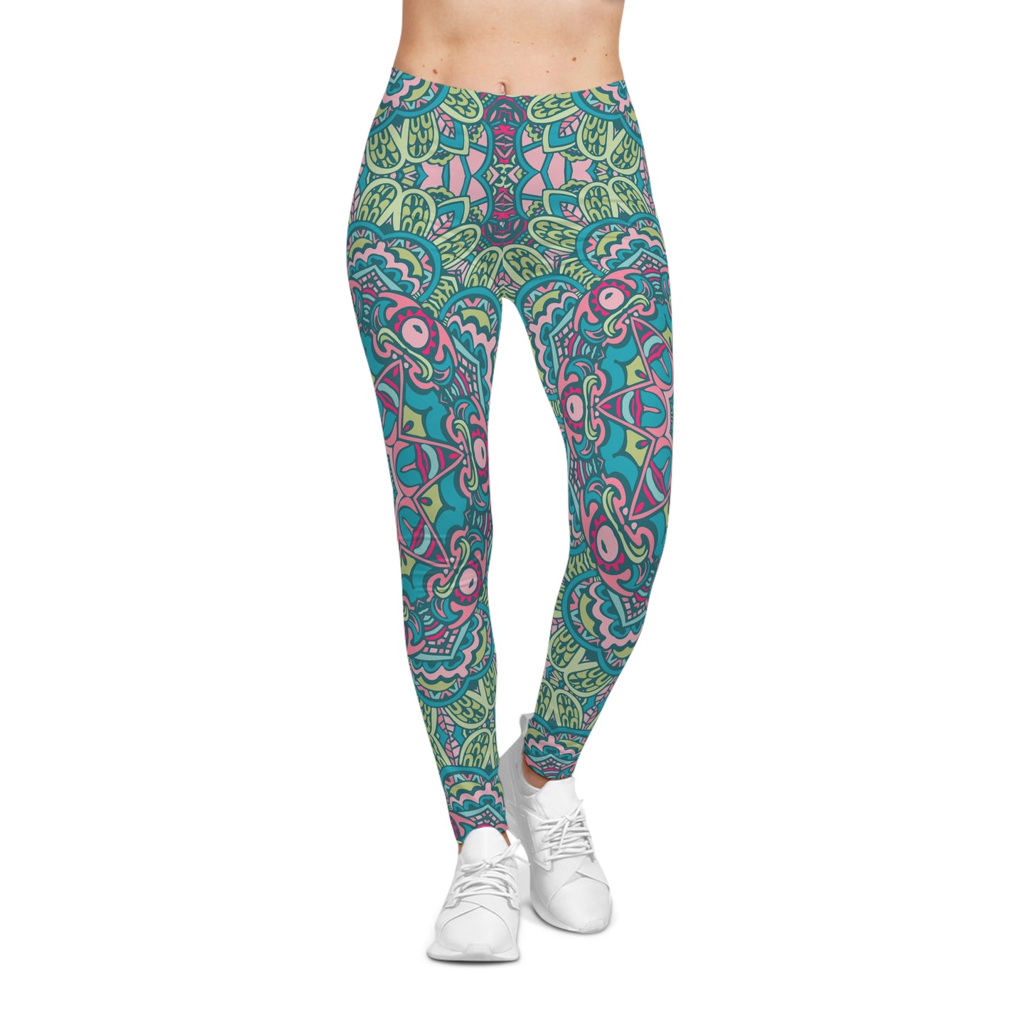 Boho Chic Everyday: All Over Print Women's Casual Leggings with Green Boho Vibes