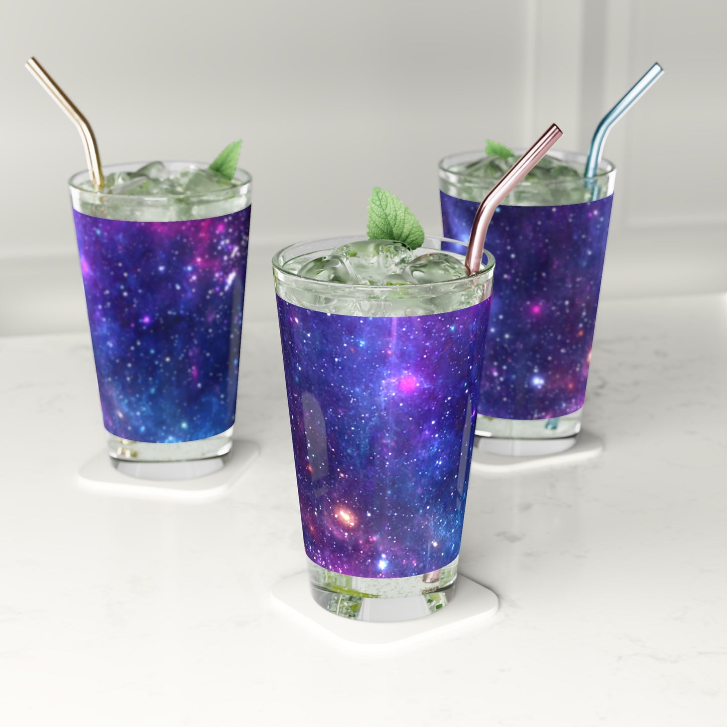 Purple Beyond the Stars Outer Space Out of this World Pint Glass, 16oz