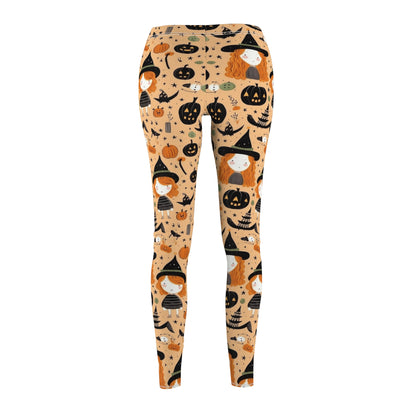 Halloween Trick or Treat Ghosts Witch Hats Jack o Lanterns Women's Cut & Sew Casual Leggings (AOP)