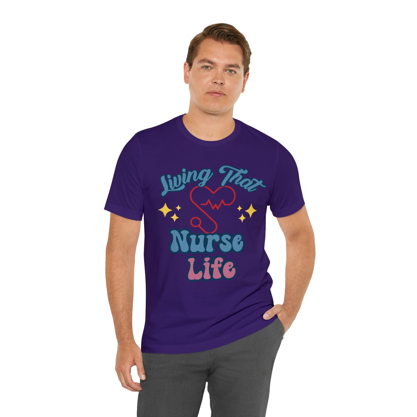 Living the Nurse Life, Comfy and Stylish Nurse T-Shirt:Gift for Medical Professionals and Nursing Students, Various Sizes Available"