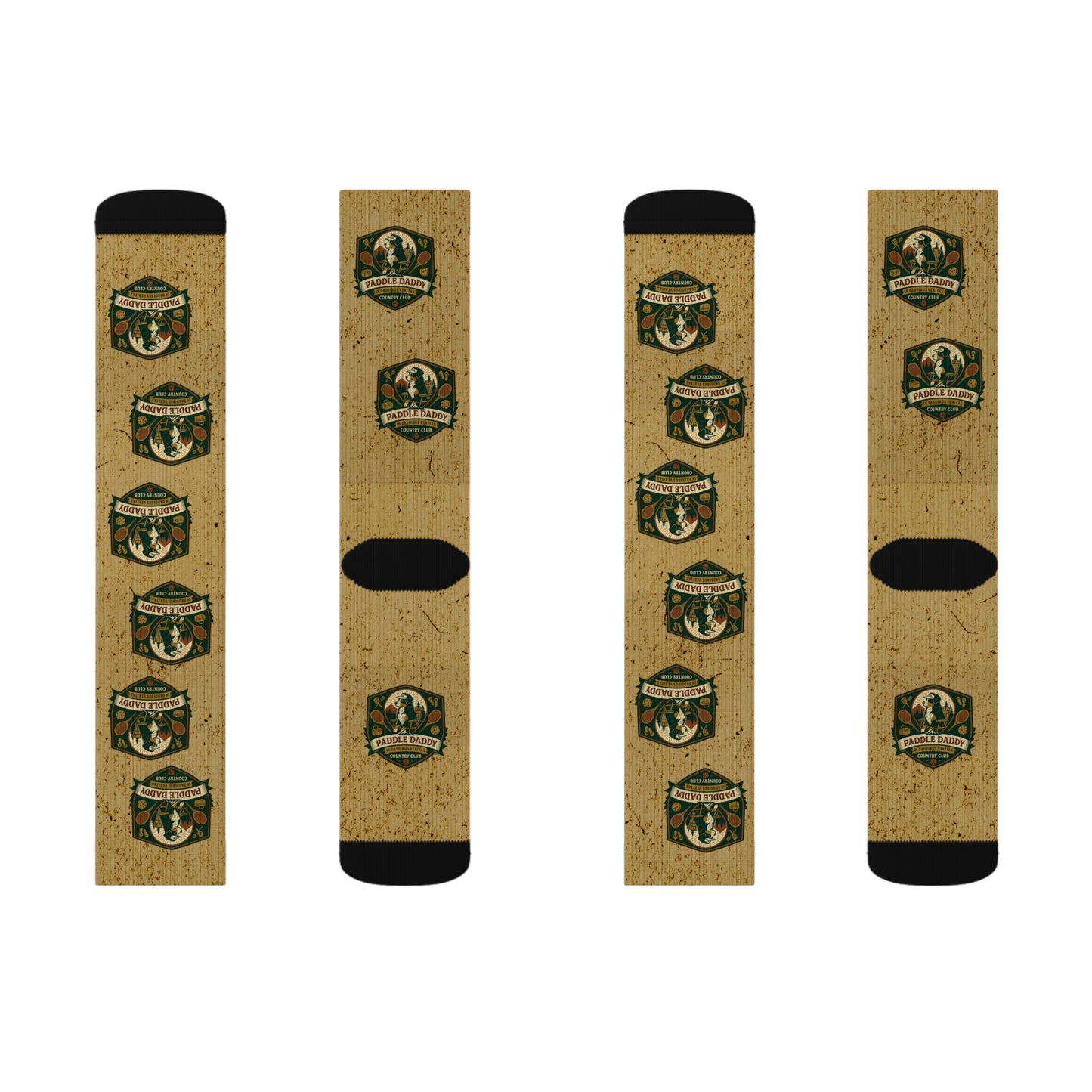 Paddle Daddy Country Club Socks – Chloe-Stamped Lore for Your Feet Rustic Camp-Themed Sublimation Socks, Cozy Adventure Gift, Hiking Accessories, Camping Gear, Unique Sock Design