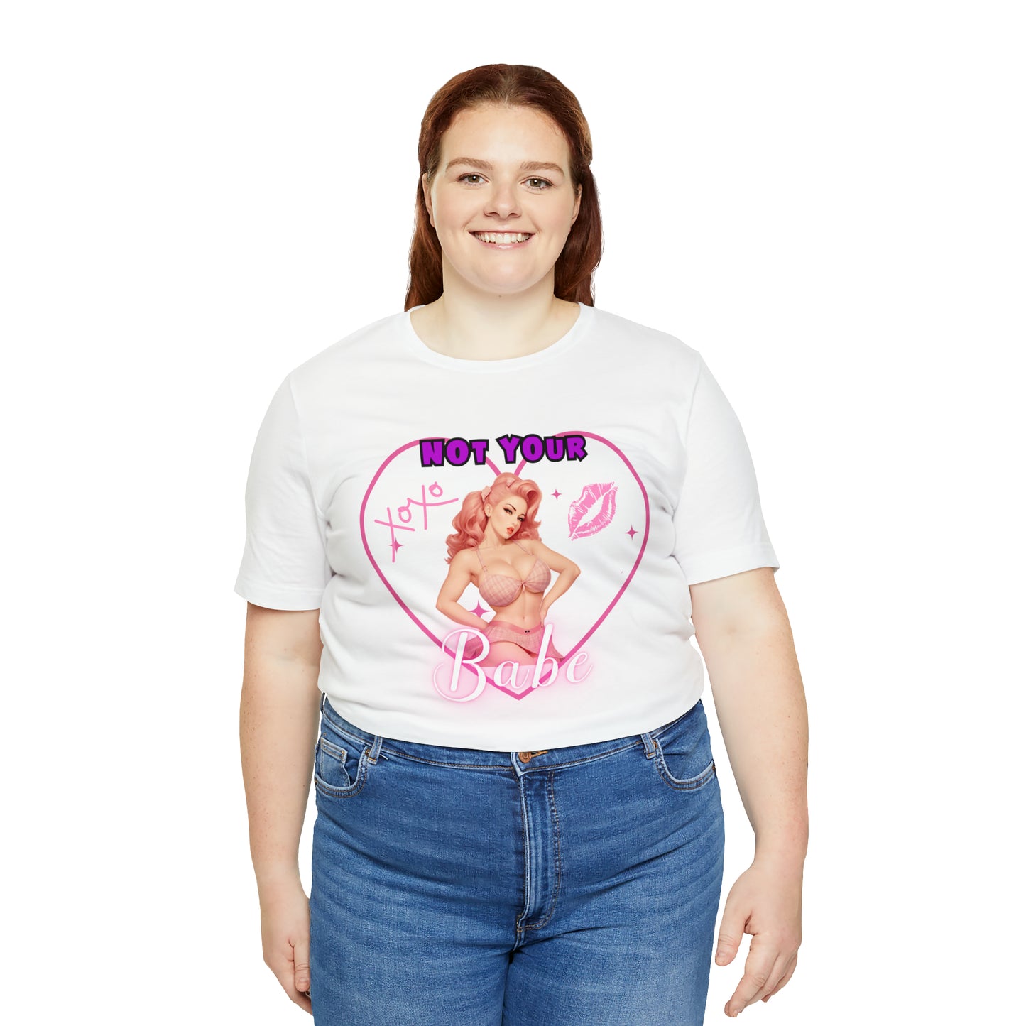 Vintage Pink Pinup Girl "Not Your Babe" on a Bella+Canva 3001 Unisex Jersey T-Shirt - A Must-Have Gift for her