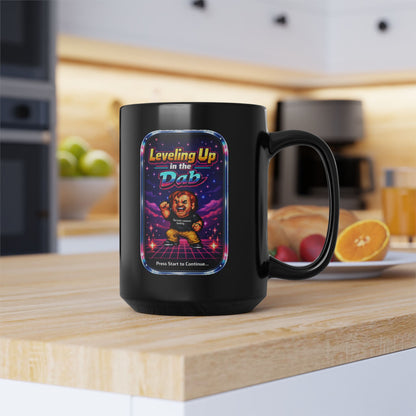 Leveling Up in the Dab Black Mug — Retro Gamer Gift 15oz mug