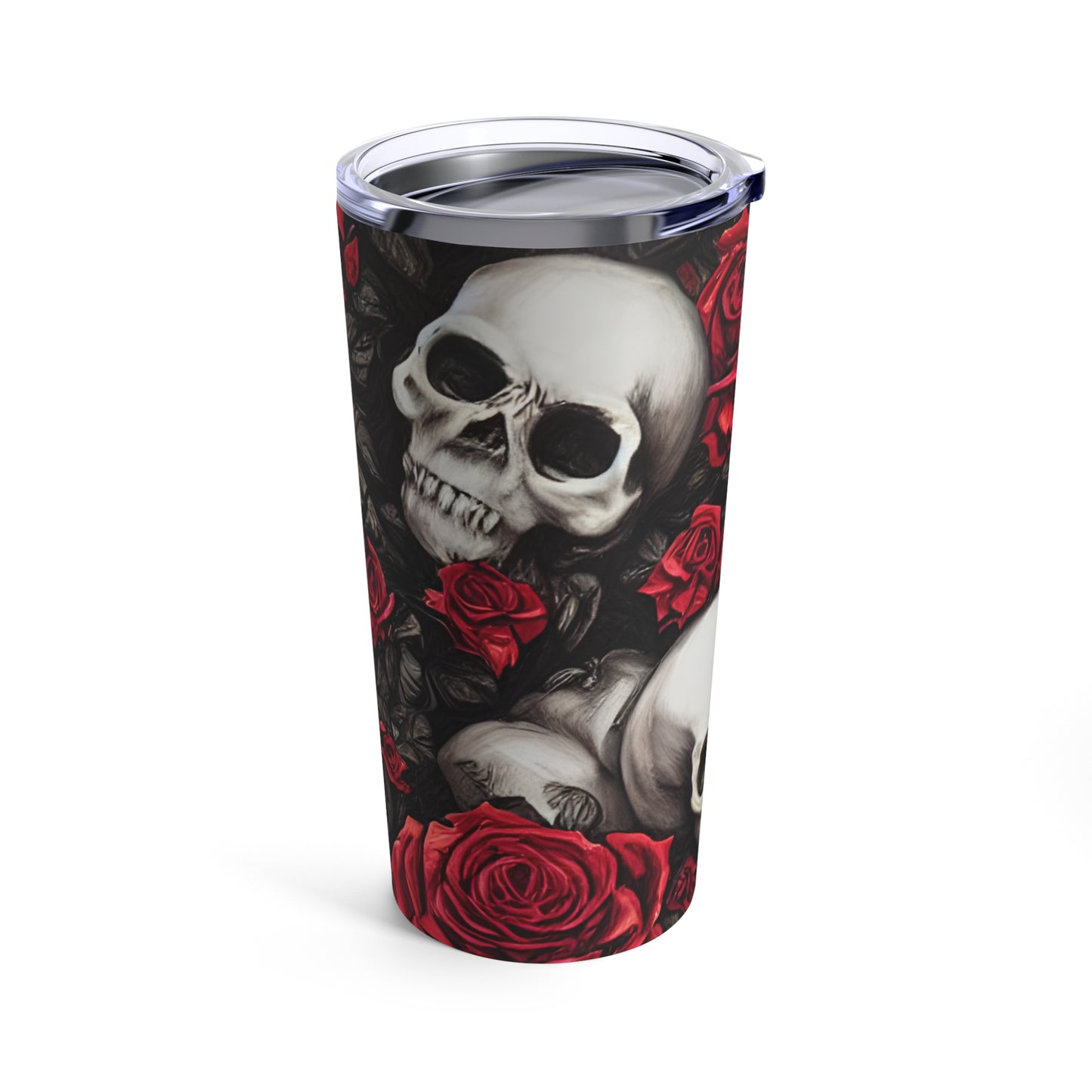 Hyper Realistic Skulls and Red Roses by artist Anne-Laure Goupil Tumbler 20oz