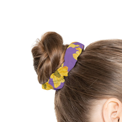 Flowers on a Purple Background Scrunchie