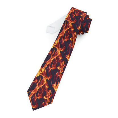 "DirkyThreadz Fiery Passion Necktie - Bold Flame Design in Yellow and Orange"