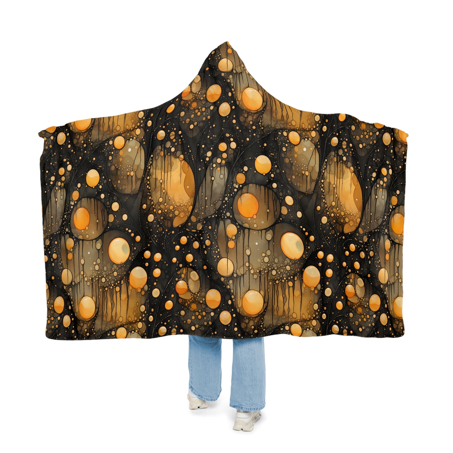 A Golden Dreamscape: AOP Snuggle Blanket with Floating Orbs of Gold and Yellow 🌟🌌