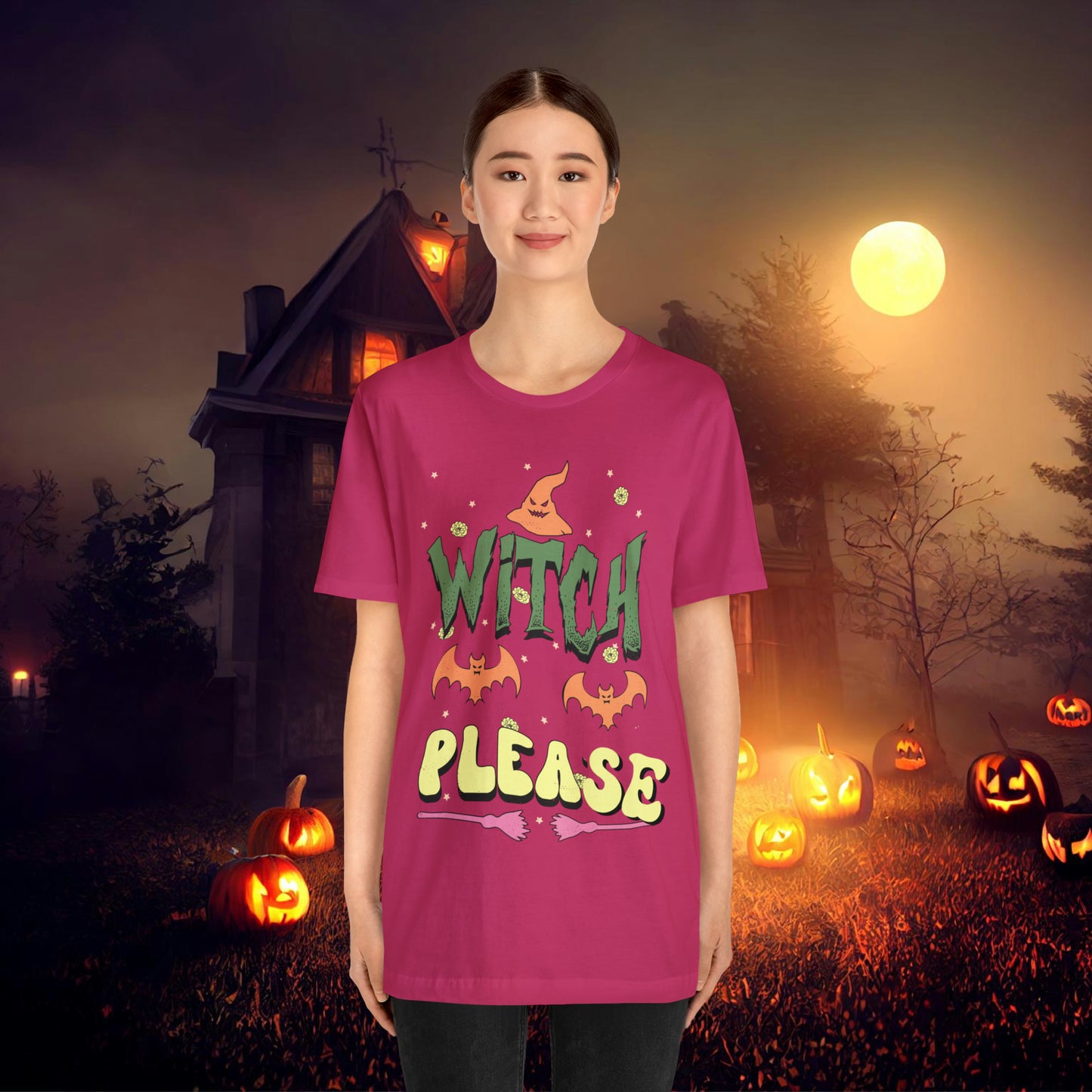 Witch Please Retro Groovy Halloween Unisex Jersey Short Sleeve Tee Gifts for Her Gifts for him