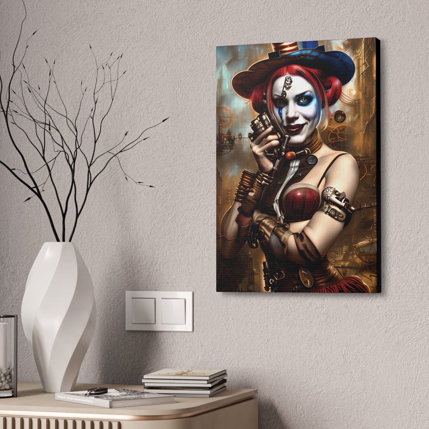 Hyper Realistic Steampunk Harley Quinn Canvas Stretched, 1.5''