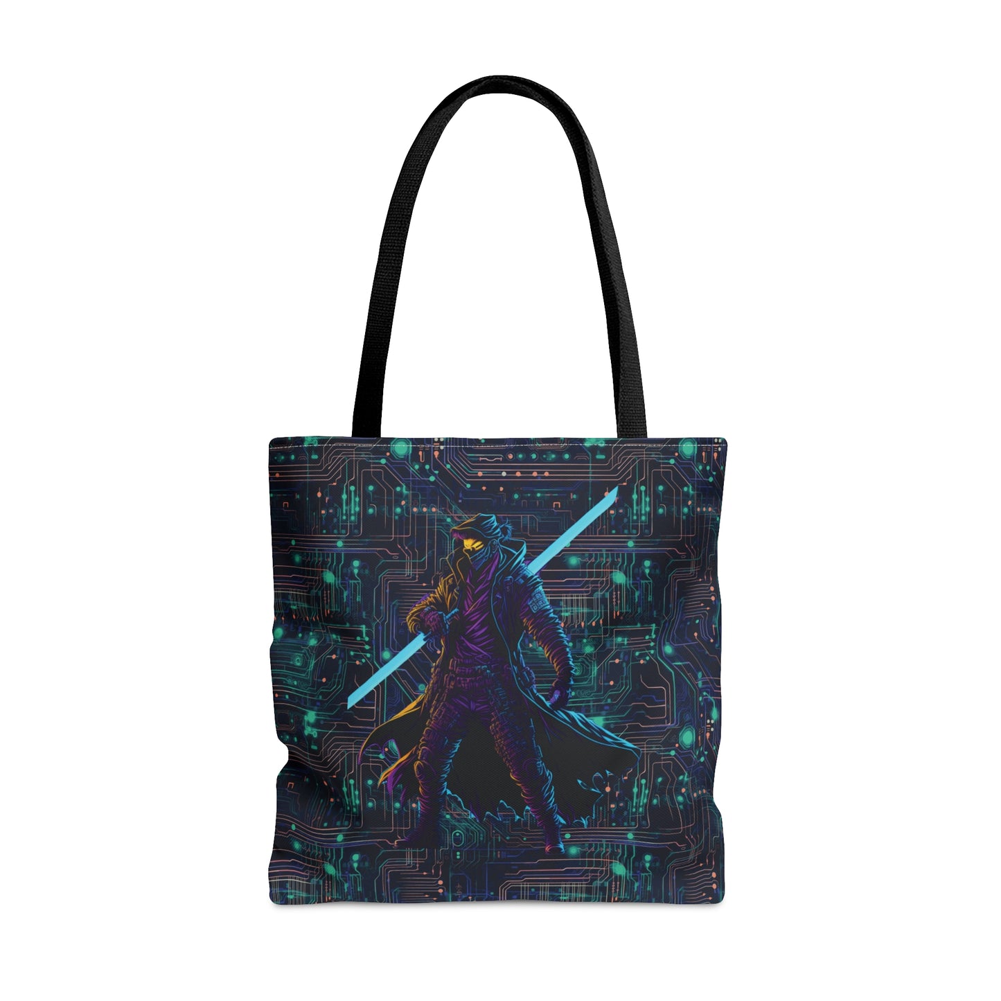 Cyberpunk Chic: Neon Circuit Board All Over Print Tote Bag