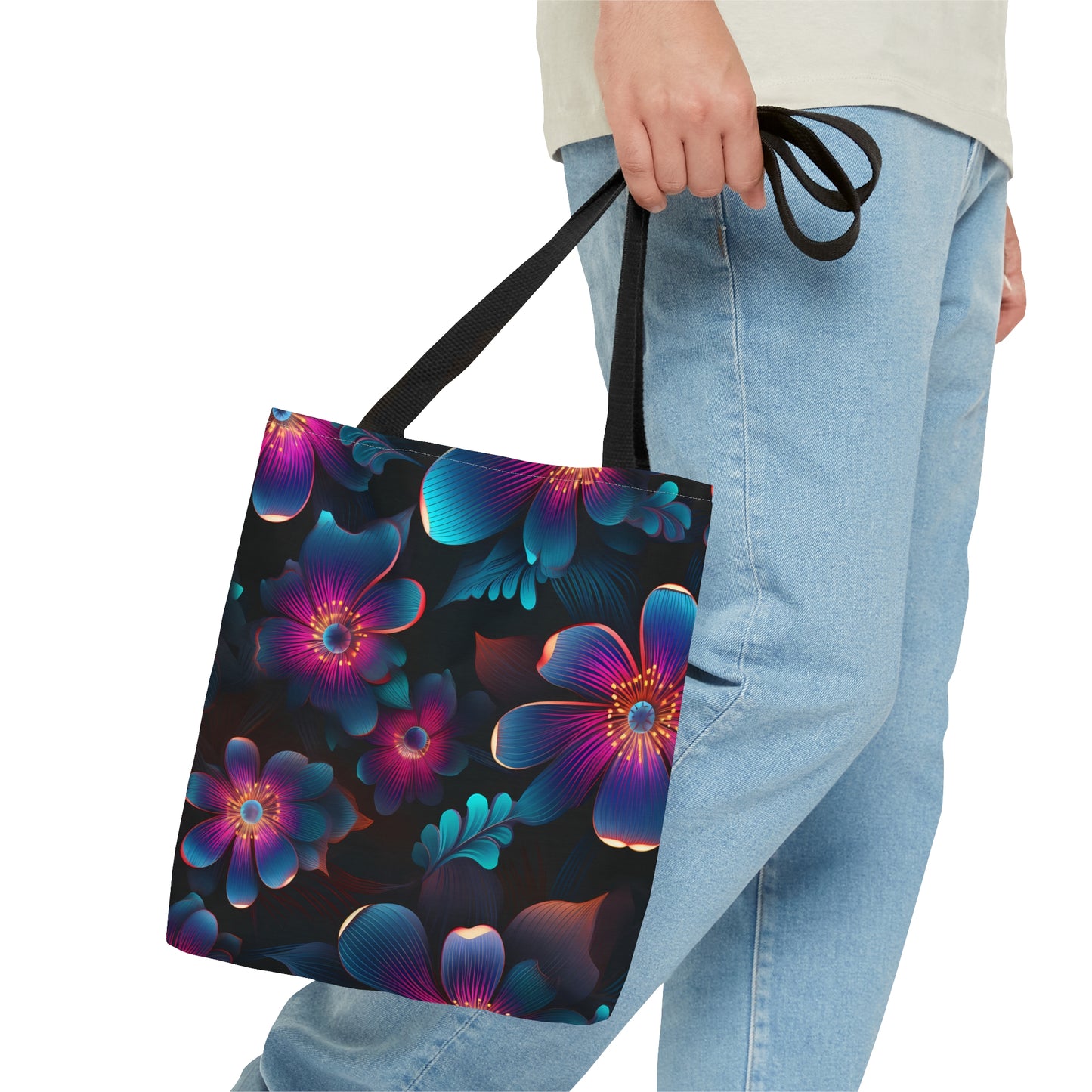 Eclectic Neon Floral All Over Print Tote Bag