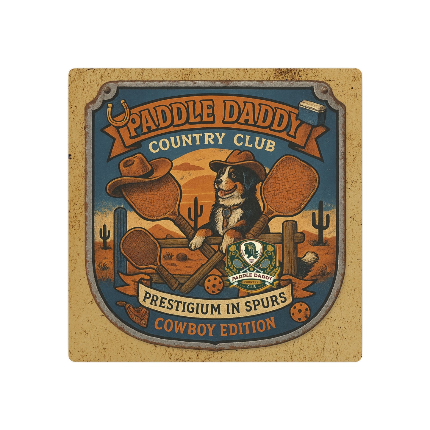Cowboy Edition Metal Sign  Paddle Daddy Country Club Western Decor, Funny Ranch Wall Art, Chloe Dog Desert Badge
