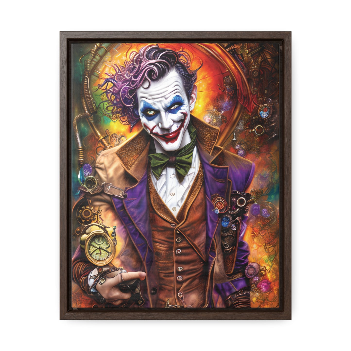 Steampunk-Joker-Hearts-Tribal-Fractal Gallery Canvas Wraps, Vertical Frame