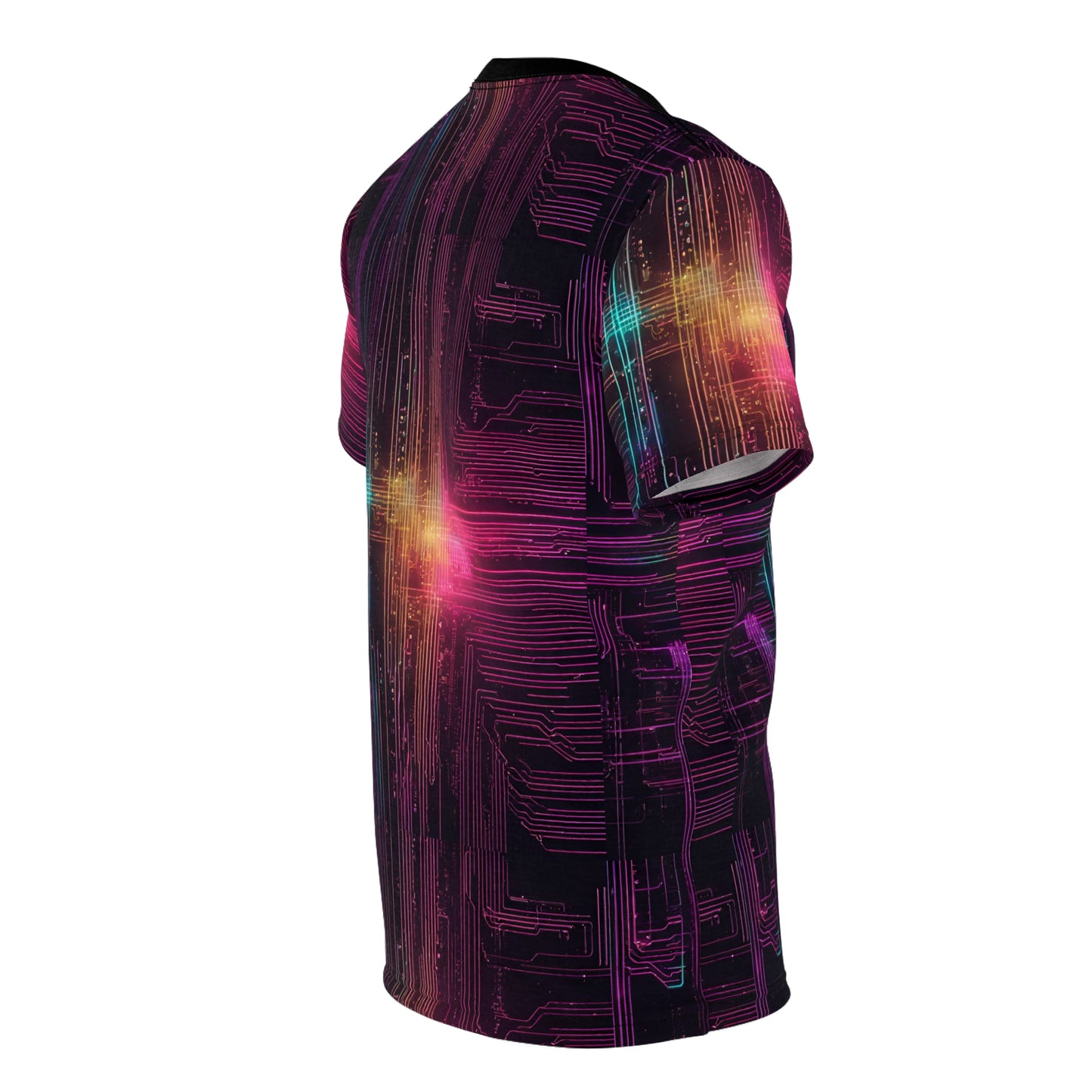 Neon Futuristic Lights Circuit Board Cyberpunk Unisex Cut & Sew Tee (AOP)