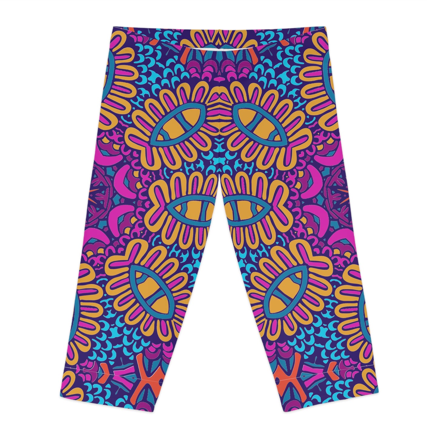 Boho Bliss: Vibrant Print Women's Leggings Women's Capri Leggings (AOP)