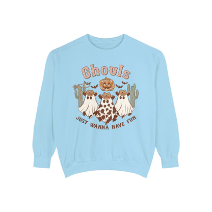 Ghouls Just Wanna Have Fun Western Halloween Unisex Garment-Dyed Sweatshirt