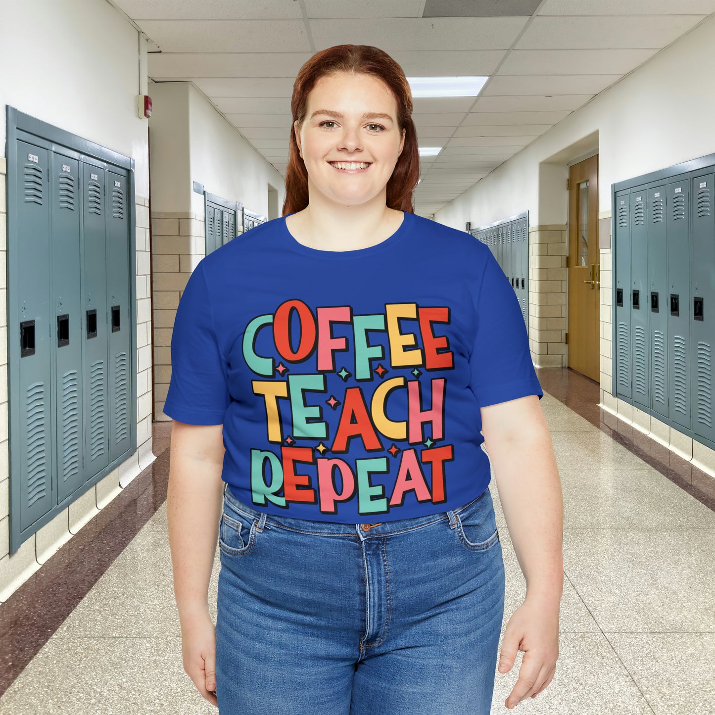 Coffee Teach Repeat Unisex Jersey Short Sleeve Tee