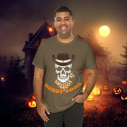 Howdy Ghoul Skeleton Sheriff Retro Halloween Unisex Jersey Short Sleeve Tee Gifts for her